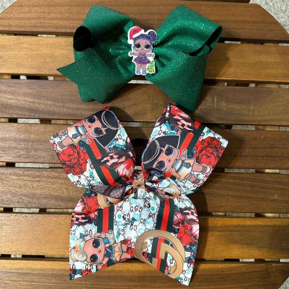 NWOT Handmade Christmas Hair Bow/ 2pc / L.O.L Surprise